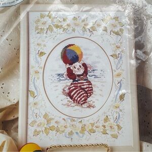 Something Special Counted Cross Stitch Kit Boy Beach Bunny - NEW + Frame